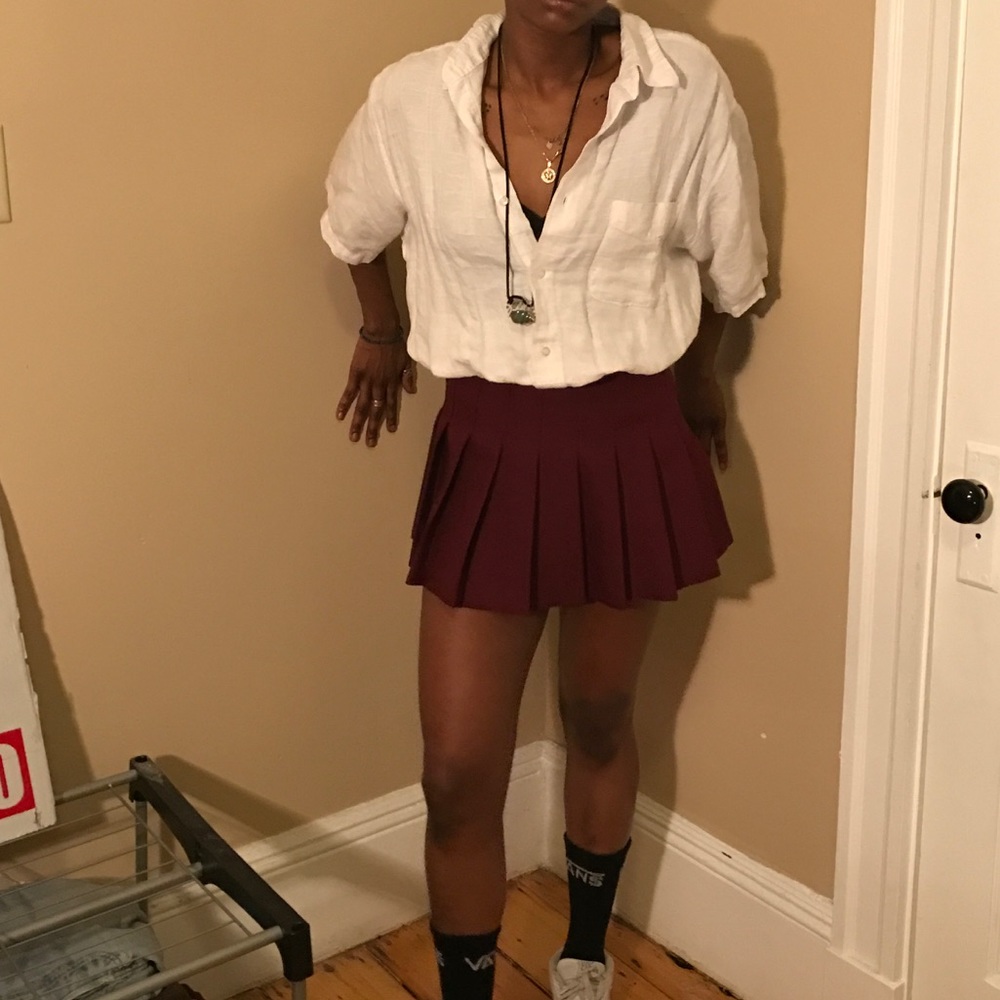 short sleeve button up, tennis skirt